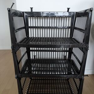 Black Plastic Stackable Storage Bins - 3-Tier Organizer